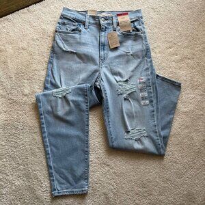 NWT Levi's High Waisted Mom Jeans Distresed Stretch High Rise Size 27/27